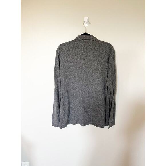Faherty gray striped collared long sleeve polo men’s large - Picture 2 of 8